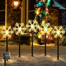 Snowflake Outdoor Decorations, 5 Pack Christmas Solar Pathway Lights