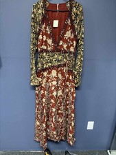 Free People OB1517345 Floral Lace Maxi Wrap Dress Neutral Combo Size L