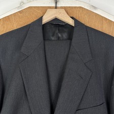 Evan Picone Suit Mens 46L Gray 2 Button 100 Wool Pants 38x29 Pleated Canvased