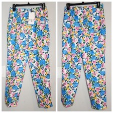NWT Zara Highwaist Floral Printed Straightleg Pants Pockets Size medium