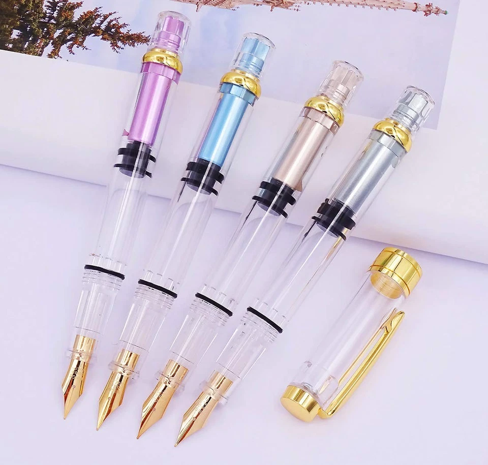 Stainless Steel Fine Nib Fountain Pen Piston Filling Smooth Writing 3008A - Изображение 3 из 4