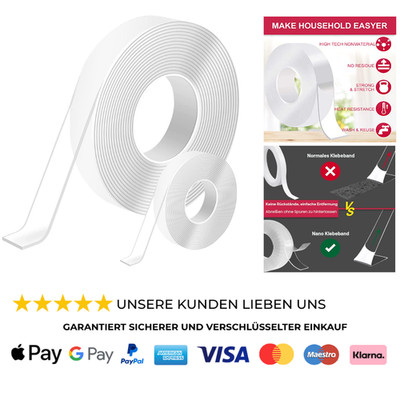 Doppelseitiges Klebeband 7m Extra Stark Transparent Ablösbare Spurlos 2