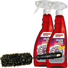 Sonax Felgenreiniger FelgenStar 2x 750ml + Mikrofaser Felgenbürste Beast Edition