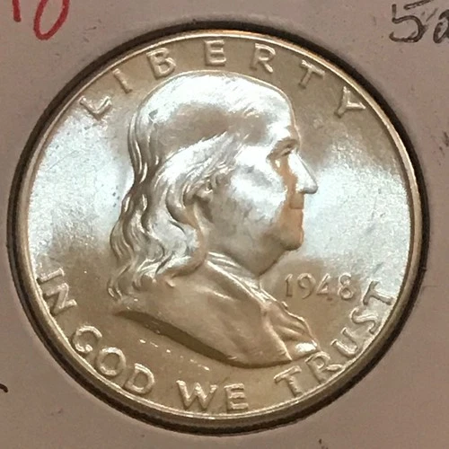 U.S. Franklin Half Near Gem BU 1948-D