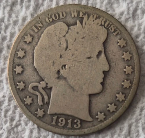 1913 P Barber Silver Half Dollar Philadelphia Mint