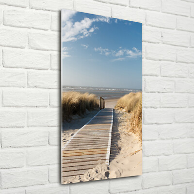Wand-Bild Kunstdruck aus Hart-Glas Hochformat 70x140 Weg zum Strand