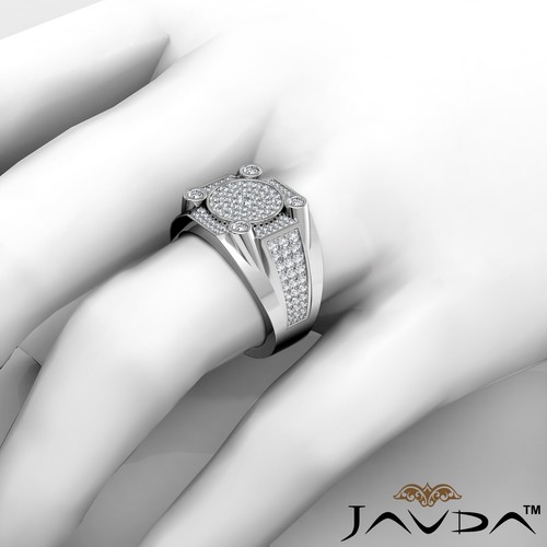 Designer Hip Hop Cluster Men's Diamond Micro Pave Setting Gold Ring 1.20Ctw - Picture 4 of 30