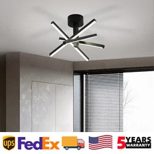 12'' Pendant Light LED Black Dimmable Ceiling Chandelier Kitchen Island Fixture