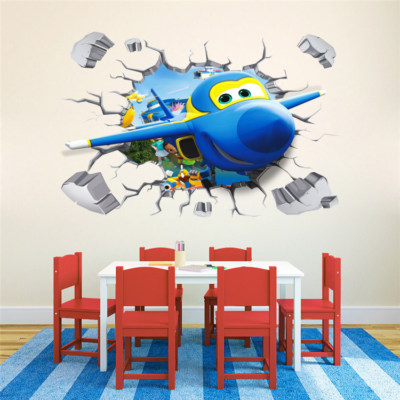 Super Wings Wandtattoo Jerome 3D Wandaufkleber Flügel Kinderzimmer Sticker Cars