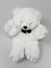 VTG American Wego Plush White Bear w/ Black Bow Tie 0787 Stuffed Animal 12  GUC