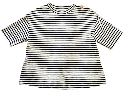 BA&SH BASH Cotton Knit Top French Sailor Striped Button Shoulder Sz 3/Large