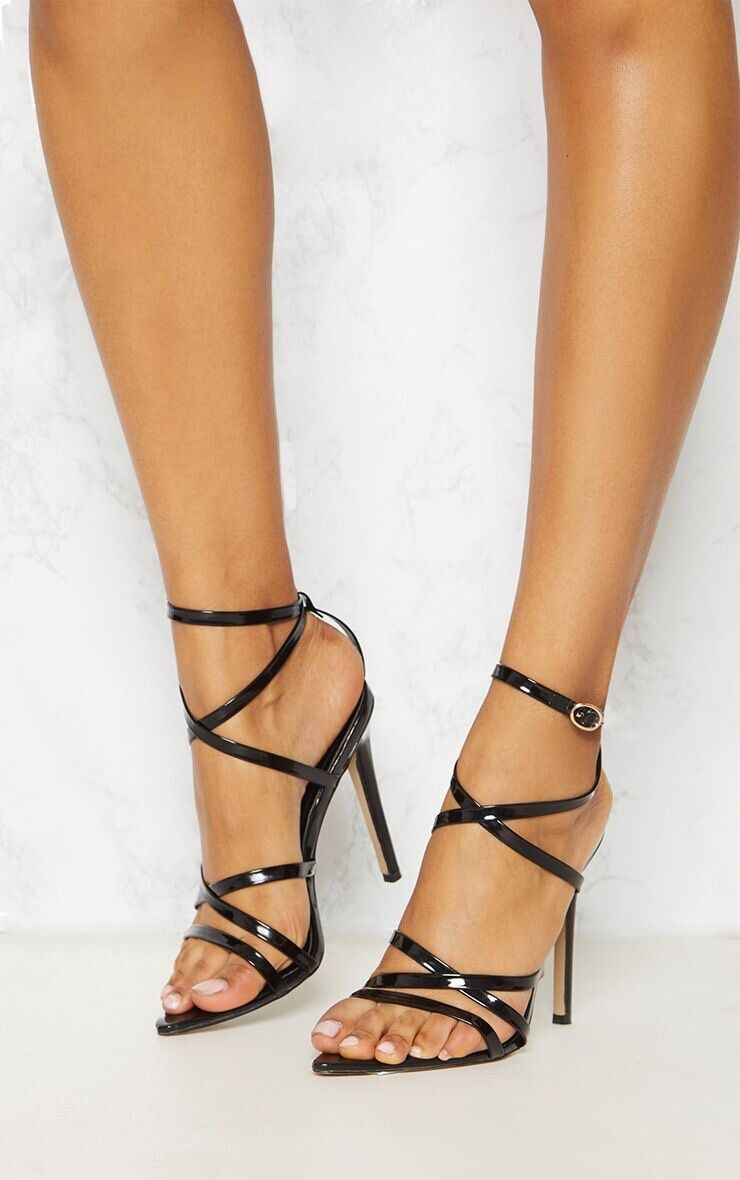 Pretty little thing black heels on sale