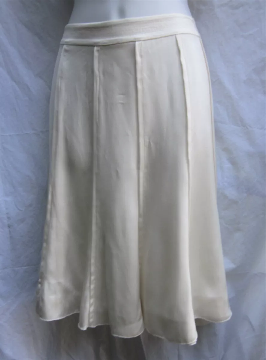 Adrienne Vittadini 100 Silk Skirt 2 Flippy Ruffled Lining Creamy