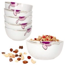 6x Viola Müsli-Schale Ø14,2cm 480ml Porzellan 6 Personen Dessert-Schüssel Bowl