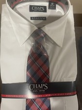 Chaps Size 10-12 Husky White Long Sleeve Dress Shirt with Tie NWT
