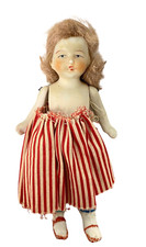 Antique Bisque Jointed Arms Legs with hair Doll Made In Japan 6" In size