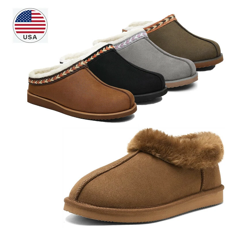 Womens Fuzzy Faux Fur Lined Comfort House Shoes Slip On Warm