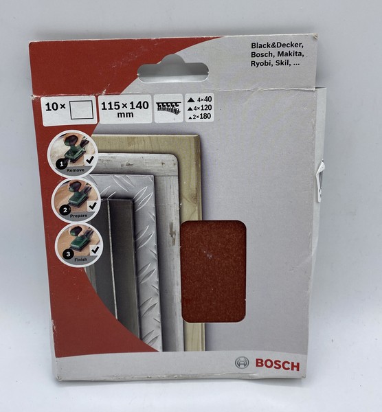 10X Bosch SchleifbläTter 115X140Mm, Verschiedene KöRnungen, P40, P120, P180-image