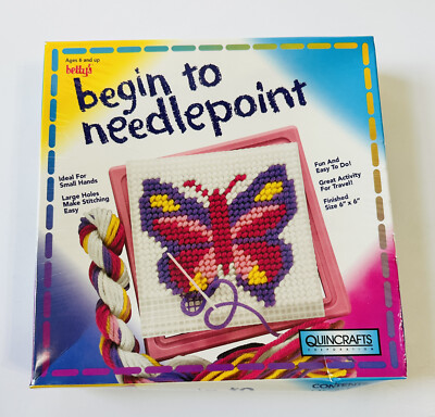 Quincrafts Betty s Learn to Stitch Beginners Begin To Needlepoint Butterfly 6x6