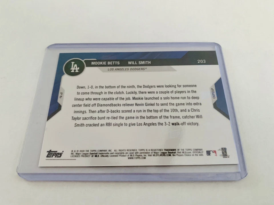 Mookie Betts/Will Smith - Los Angeles Dodgers - 2020 Topps Now #203  - Image 2 of 2