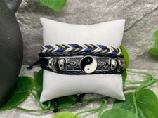 2 PC Leather Bracelet Stackable Adjustable Tie New Free Ship B2843