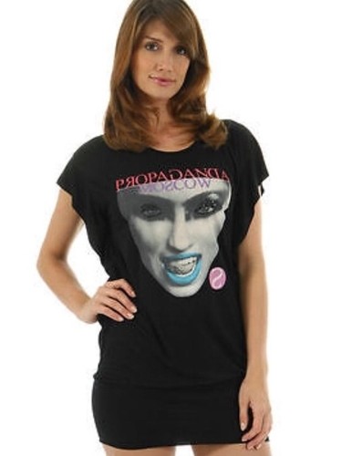 new RRP$160 BLACK PROPAGANDA MOSCOW DRESS TOP BY RELIGION CLUBBED TO DEATH 14 L.