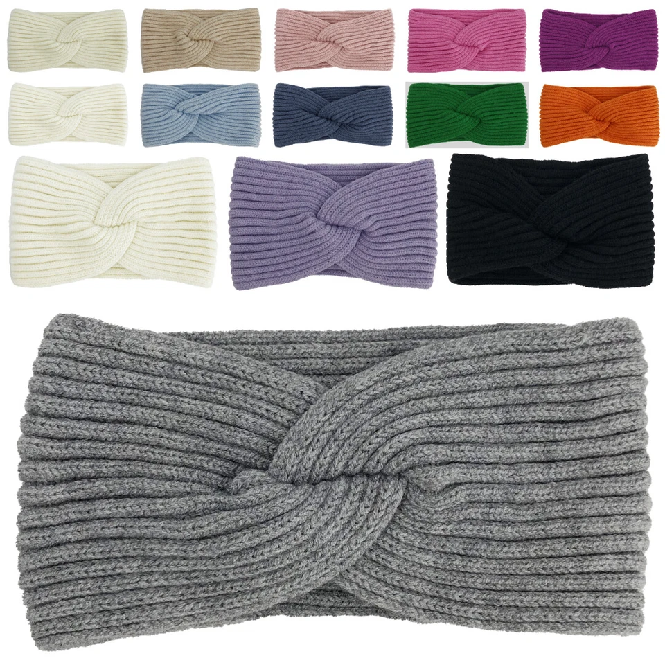 MARKENLOS Weiches Damen Strick Winter Stirnband Haarschmuck Kopfband Ohrwärmer Knoten 1004