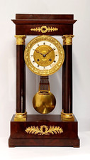 Ancienne Pendule Portique 4 colonnes- empire XIX -Acajou et Bronze doré