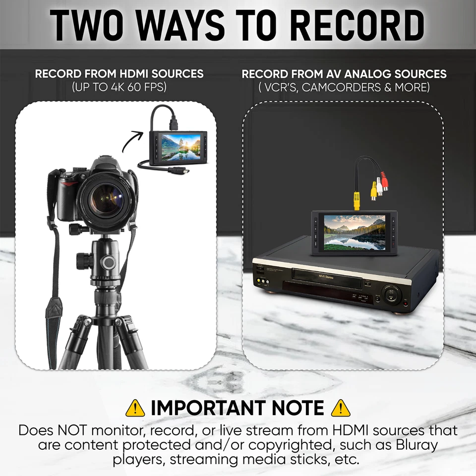 SoundBeast 4K HD Video Capture Box - Capture or Live Stream HDMI AV RCA - 5" LCD - Image 3 of 4