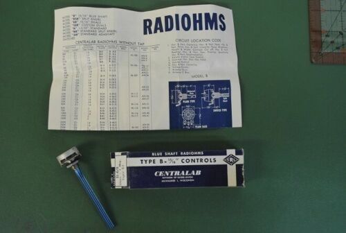 CENTRALAB 1 MEG Ohm 1M POTENTIOMETER Type B-69 RADIOHMS Resistor Pot Orig Box - 第 1/2 張圖片