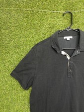 Burberry London Polo Mens Large Black Made in England Nova Check Collar Y2K Golf