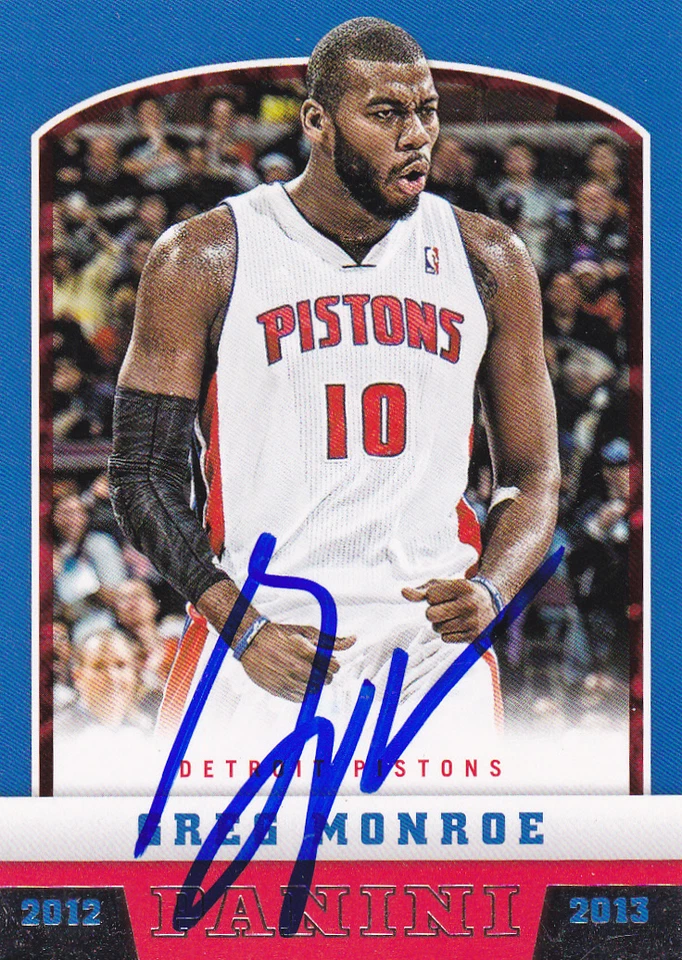 GREG MONROE DETROIT PISTONS SIGNED CARD BUCKS RAPTORS CELTICS JAZZ 76ERS SUNS - Image 1 of 1