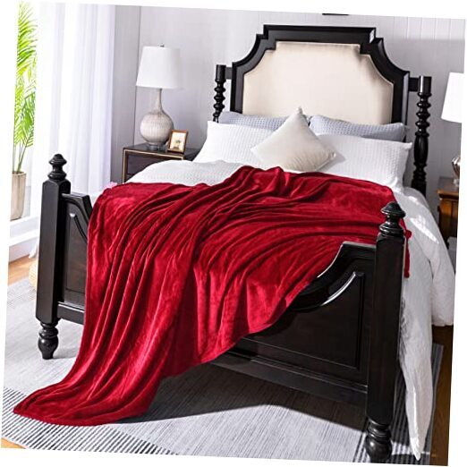 Flannel Fleece Blanket Queen Size 90 by 90 Inches Blankets Queen(90"×90") Red