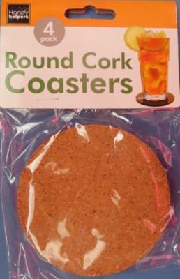 2 packs Handy Helper 3.5'' Cork Coasters (4 per pack) 8 coasters  # HR277  NEW