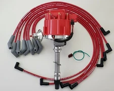 CORVETTE BBC 396 454 TACH DRIVE HEI DISTRIBUTOR + RED 8.5mm WIRES 45 degree boot