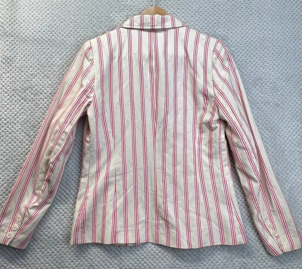 Willi Smith Blazer Womens Linen Blend Ivory Stripped Jacket Work Office Size 6 - Image 3 of 4