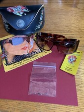 VINTAGE SUN GLASSES ED HARDY ESH-004 BEAUTIFUL GHOST WITH CASE AND JEWELS