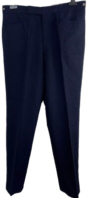Henry Poole & Co Savile Row Wollhose vorne flach marineblau Größe Taille 34'' Bein 31''