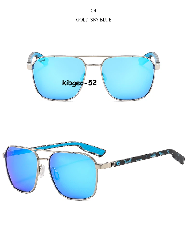 Lente polarizada Costa Del Mar Wader marco azul cepillado espejo 580P Foto 2 de 4