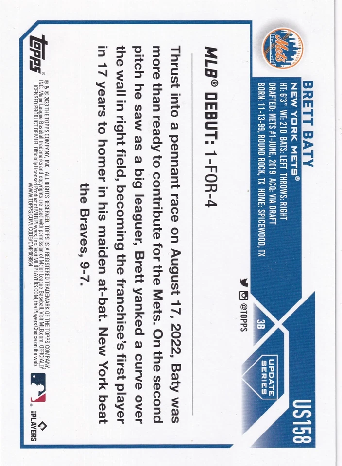 2024 Topps Oversized OTB-16 Adley Rutschman and 2023 Topps US158 Brett Baty - Image 4 of 4