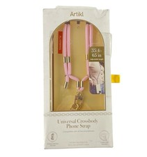 Artikl Universal Crossbody Phone Lanyard Pink Rope Gold Trim w/Strap Card NEW