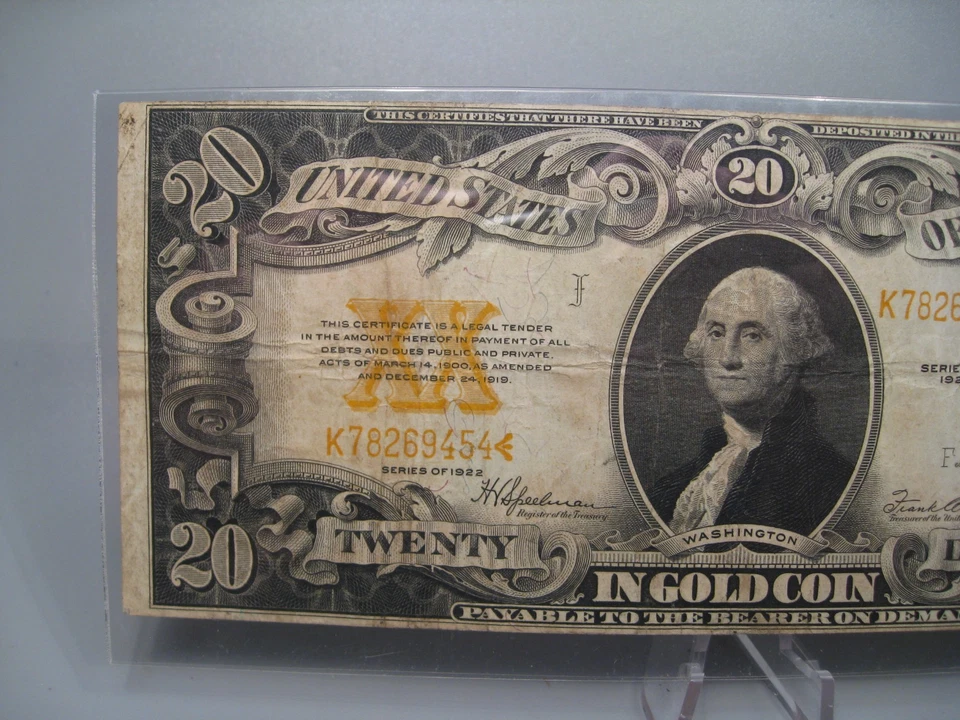 1922 $20 GOLD Certificate Large Size Note. FR.1187 - Image 3 of 4