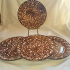 4 Stangl Town & Country  Pottery  Brown & White 8"  Salad / Dessert Plate