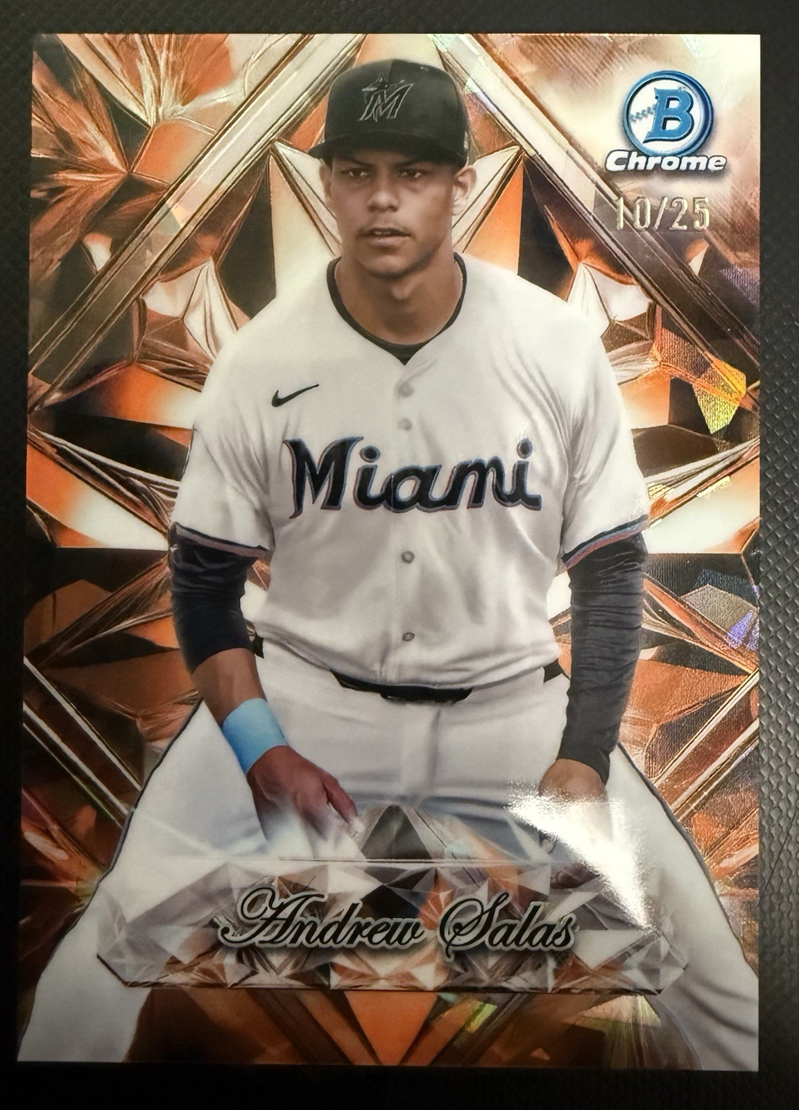 2025 Bowman Chrome Sapphire Selections Andrew Salas Orange SSP #’d 10/25 Marlins