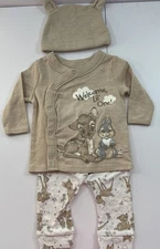 Disney Infant Baby Three Piece Outfit Bambi Thumper 0-3 Months Wishes & Dreams