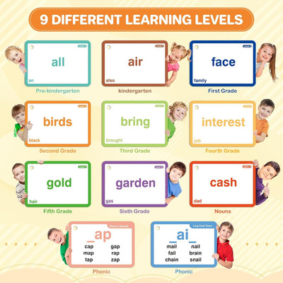 1012 Sight Word Phonics Flash Cards Dolch Fry Reading Game for Kid Grades Prek-6