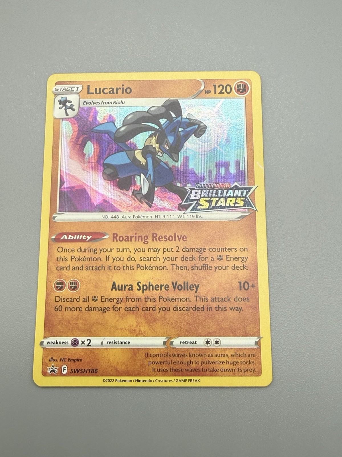 Lucario SWSH186 Holo Sword & Shield Promo Pokemon Brilliant Stars Stamped Nice!