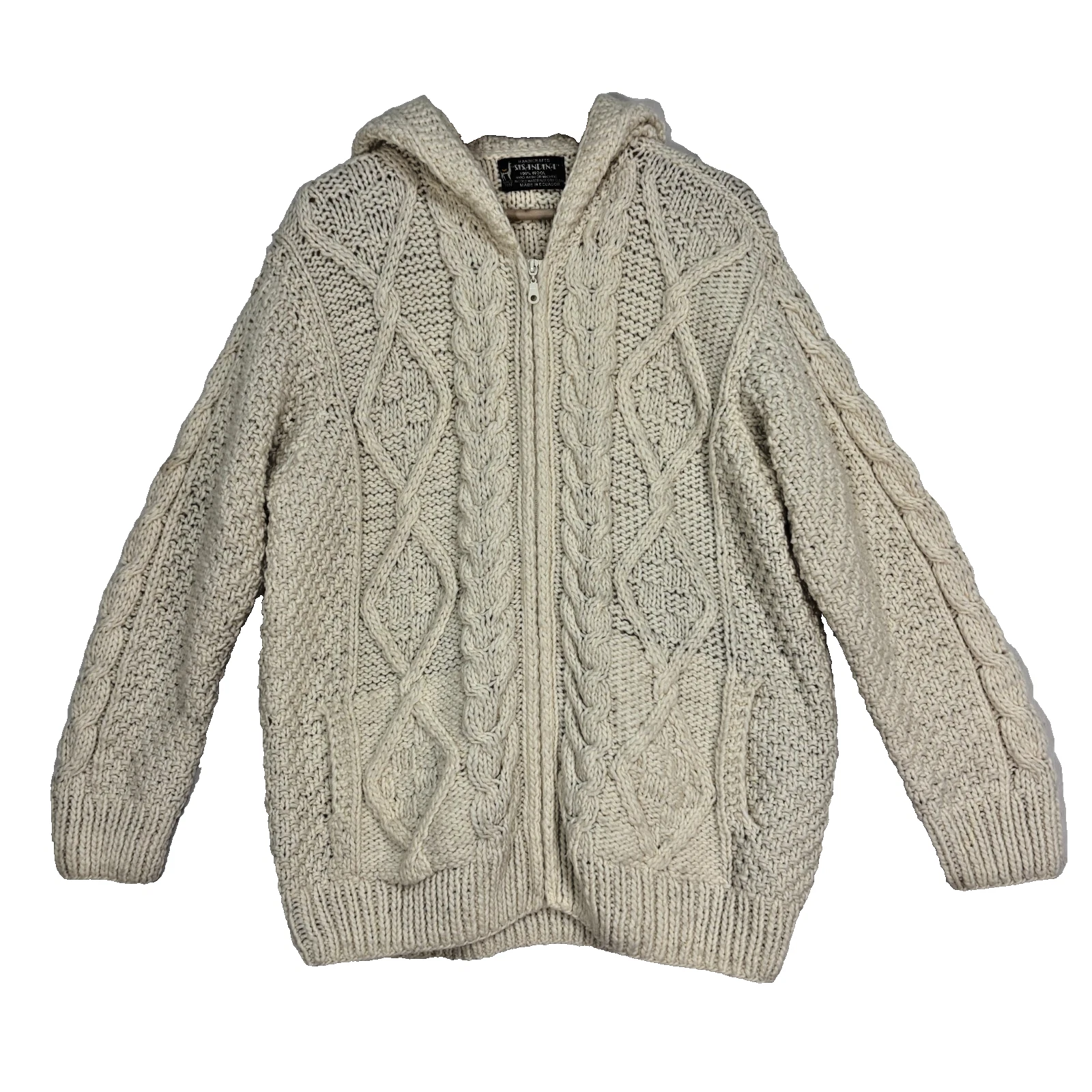 Sisandina Men's Handmade Ecuador 100% Wool Ivory Full Zip Sweater Fisherman Sz L
Opens in a new wind