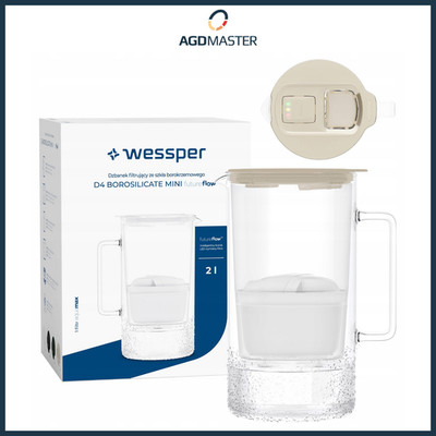 Glas-Wasserfilterkrug 2L Wessper D4 mit intelligentem Wasserverbrauchszähler