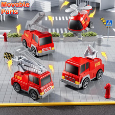 Fire Truck Toys for Toddler 1-3 3-5, 5-In-1 Fire Car Carrier Vehicle Set for ...